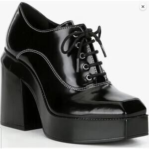 Gianni Bini GB City Girl Oxford Platform Patent Lace Up Pumps Black Size 10 NWOB